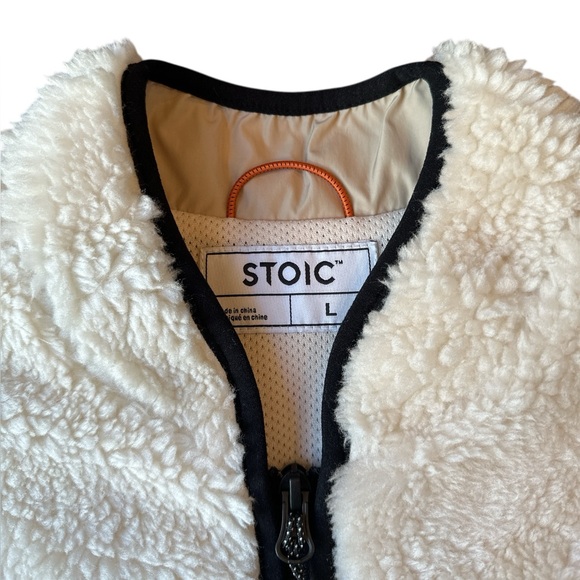 NWT STOIC Off White Full Zip Sherpa Fuzzy Soft Bomber Jacket - Size Large - Picture 7 of 15